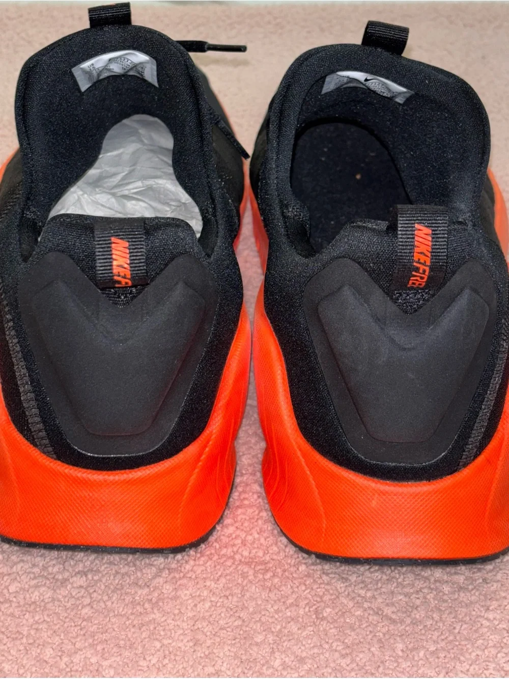 Nike Men’s Black and Bright Orange Training Sneakers
